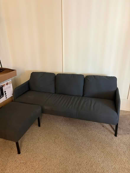 Photo of free Grey IKEA couch with ottoman (Downtown Berkeley) #1