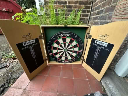 Photo of free Dartboard in case with doors and chalkboard for scoring (Radlett WD7) #2