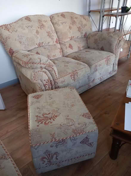 Photo of free 2-seater sofa and footstool (Roundswell EX31) #1