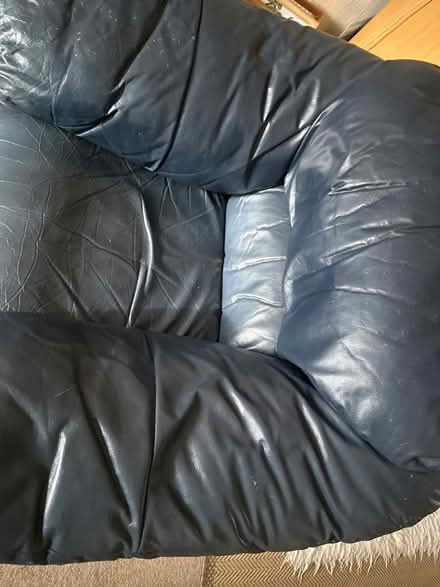 Photo of free Blue leather armchair (Ashford TW15) #2