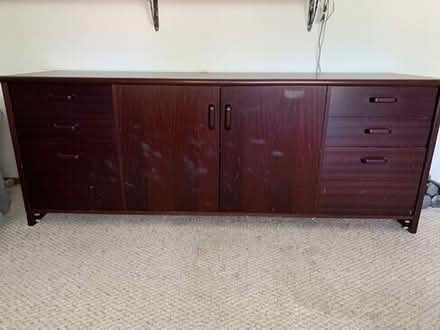 Photo of free Furniture: Scandavian Designs cabinets, wood corner desk, and/or old vinyl chair #4