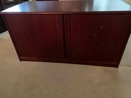 Photo of free Furniture: Scandavian Designs cabinets, wood corner desk, and/or old vinyl chair #3