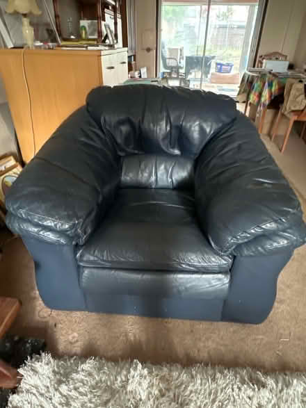 Photo of free Blue leather armchair (Ashford TW15) #1