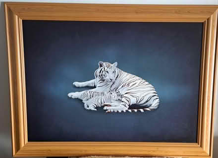 Photo of free Snow Tiger Art in pine frame (Bolsterstone, S36) #1