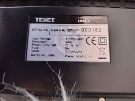 Photo of free laminator by TEXET A4 personal (Twll Llwynog LL22) #3