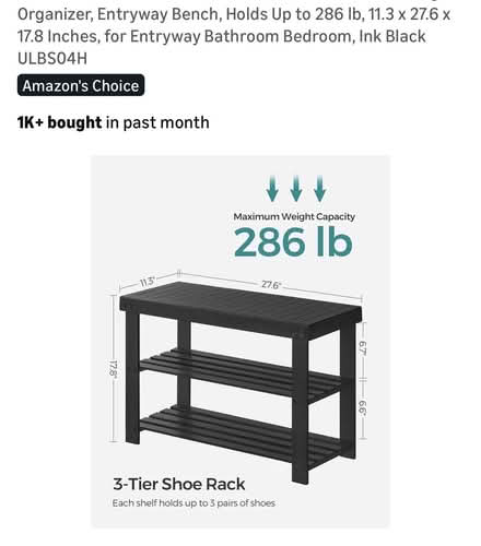 Photo of free Shoe rack bench (Nashville- Midtown) #1