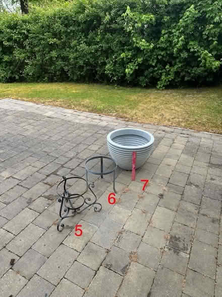 Photo of free Selection of numbered patio plant pots and stands (Shenley Church End MK5) #2