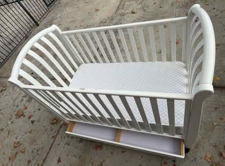 Photo of free white wooden baby crib (Bronx, NY 10469) #2