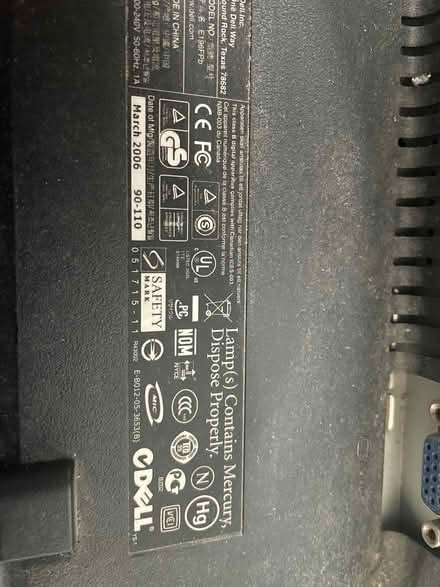Photo of free Dell computer monitor (no power cable) (Westlea SN5) #2