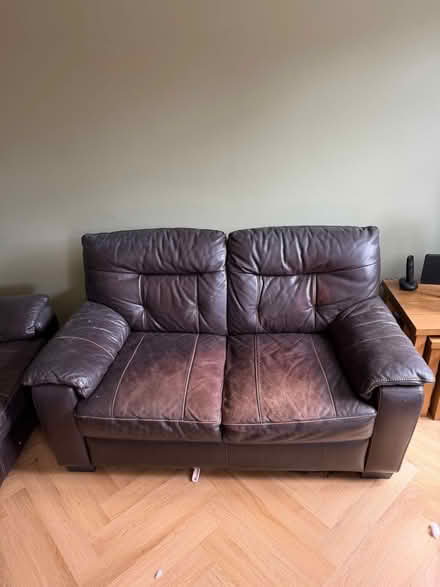 Photo of free Brown leather sofa (Biggin Hill TN16) #2
