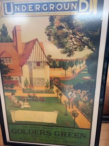 Photo of free Large framed poster “Underground Golders Green” (Mitcham's Corner CB4) #2