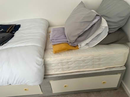 Photo of free 2 new single divan beds with 3 base drawers (Matching Green CM17) #2