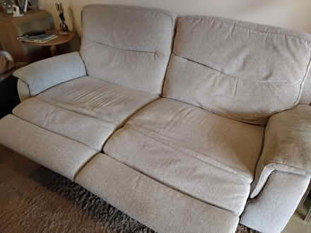 Photo of free Beige sofa. With manual popup footrests (Farnborough BR6) #1