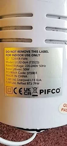 Photo of free Pifco 32" Oscillating Tower Fan (Tinshill LS16) #4