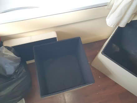 Photo of free 2 cream faux leather ottomans (New Addington) #1