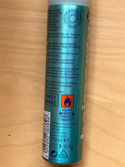 Photo of free Boots hairspray (Brixton Hill SW2) #2
