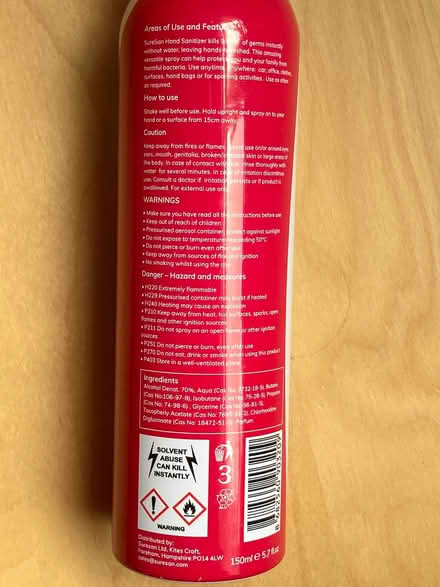 Photo of free Sanitizer spray (Brixton Hill SW2) #2