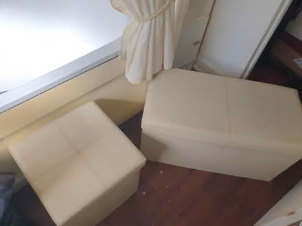 Photo of free 2 cream faux leather ottomans (New Addington) #3
