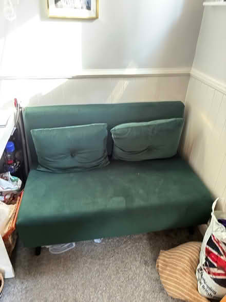 Photo of free Green velvet small double sofa bed (New Town CO1) #1
