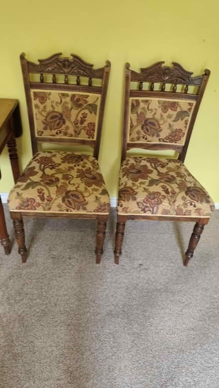 Photo of free 2 x chairs upholstered (Wessex Road SN14) #1
