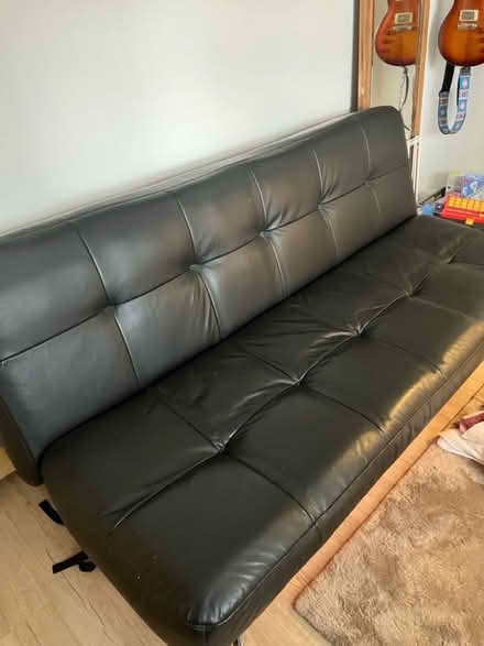 Photo of free Black leather sofa bed (Manchester M21) #1