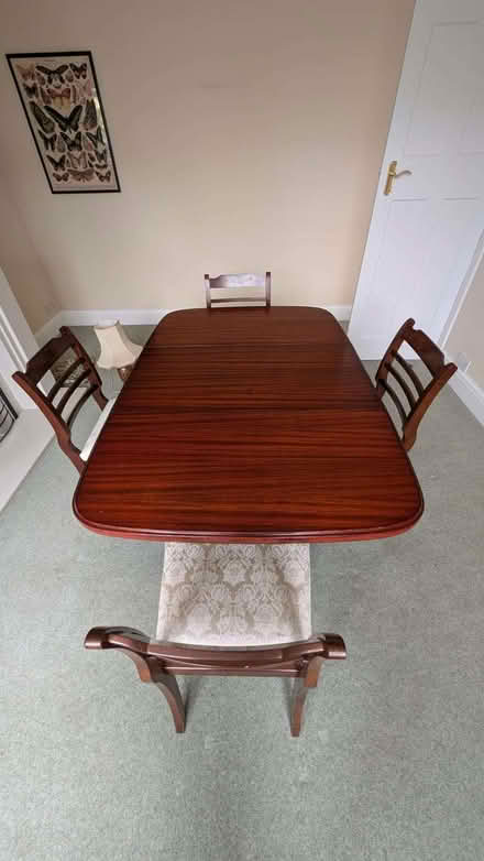 Photo of free Wood table, 4 matching upholstered chairs (Altrincham WA15) #4