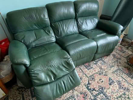 Photo of free Green leather sofa (Market Drayton TF9) #1