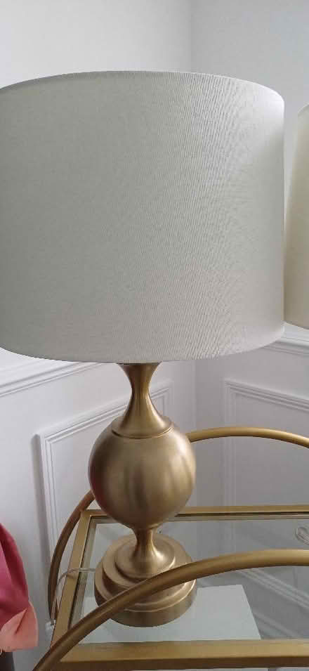 Photo of free Pair of Gold Table Lamps With White Lampshades (Hiltingbury SO53) #1