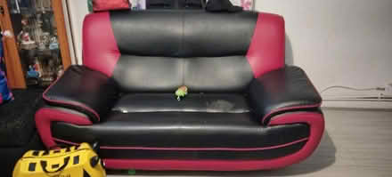 Photo of free Black and red 2 seat sofa (Tividale B69) #1