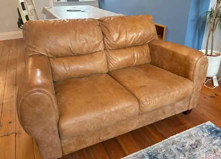 Photo of free 2 seater Brown leather sofa (South Belfast) #3