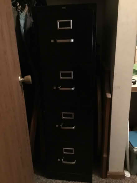 Photo of free Black 4 drawer filing cabinet (Rensselaer Albany) #1