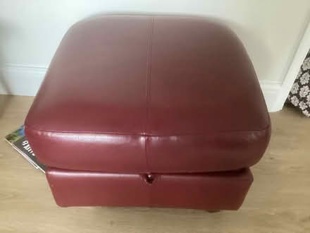 Photo of free 3 seater, 2 seater & storage pouffe- M&S burgundy leather (Barkham RG41) #2