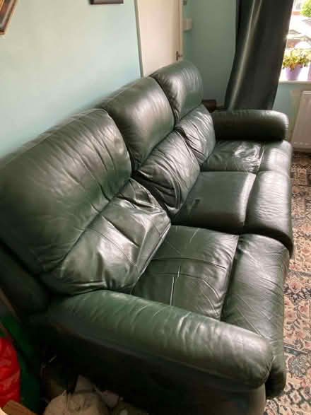 Photo of free Green leather sofa (Market Drayton TF9) #2