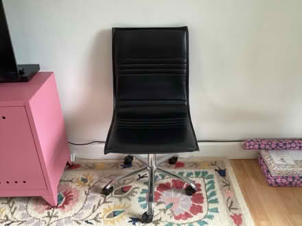Photo of free 2 black leather sofas, no labels. 1 black office chair (Charleston DD2) #3