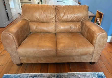Photo of free 2 seater Brown leather sofa (South Belfast) #2