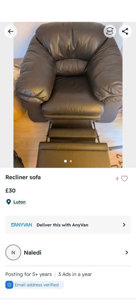 Photo of free Recline Sofa (LU4) #1