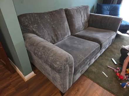 Photo of free Grey sofa, with matching chair (BT28 1YH) #2