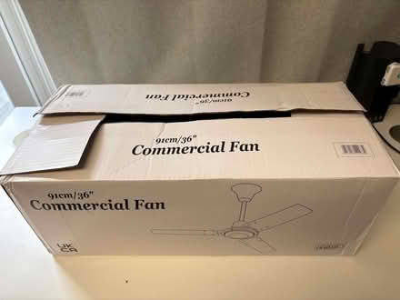 Photo of free Ceiling fan 36” with 12” drop rod (no light) - white metal (Hove BN3) #2