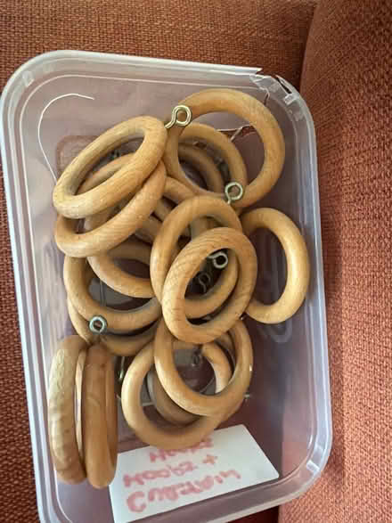 Photo of free Wooden curtain pole hoops (Welling DA16) #1
