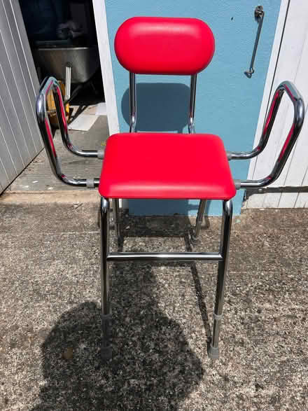 Photo of free Large red stool with adjustable legs (Parkham Hill TQ5) #1