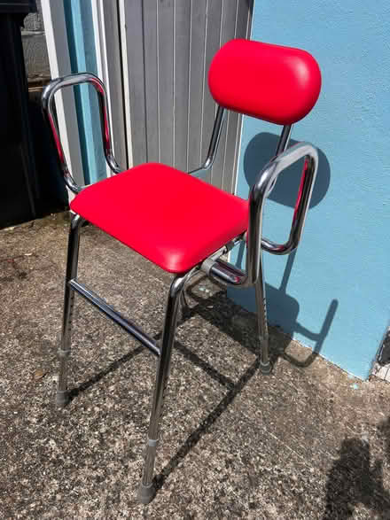 Photo of free Large red stool with adjustable legs (Parkham Hill TQ5) #2