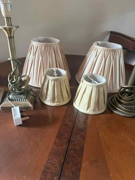 Photo of free Brass lamps and cream silk shades (EN5) #3