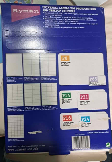 Photo of free A4 printable self-adhesive labels (various sizes) (Battle RG30) #2