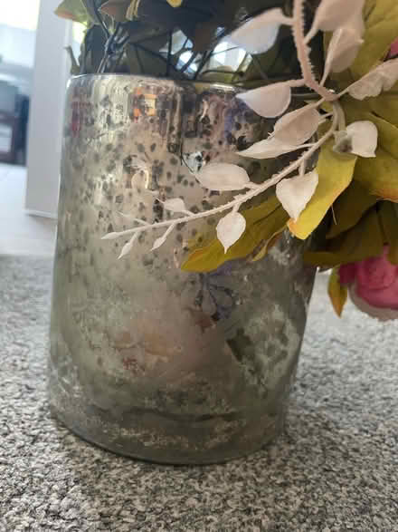 Photo of free Large Glass Vase with Artificial Flowers (Four Oaks B74) #2