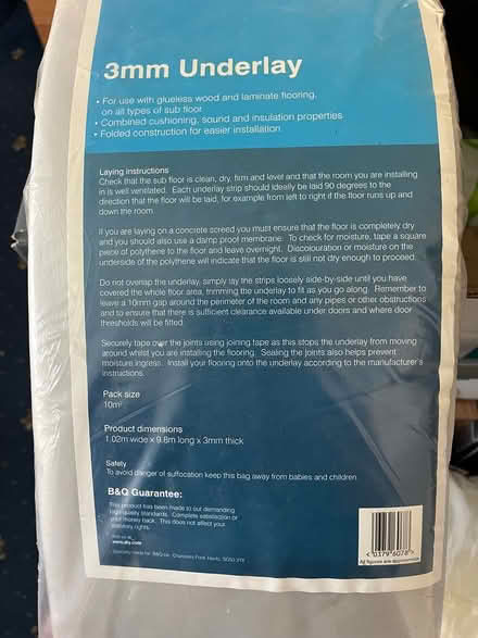 Photo of free 3mm underlay from B&Q (Waterlooville PO7) #1