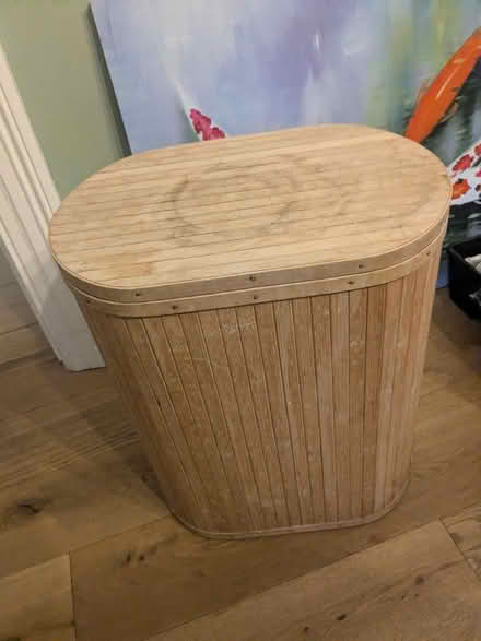 Photo of free Small bamboo washing basket (M32 stretford) #1