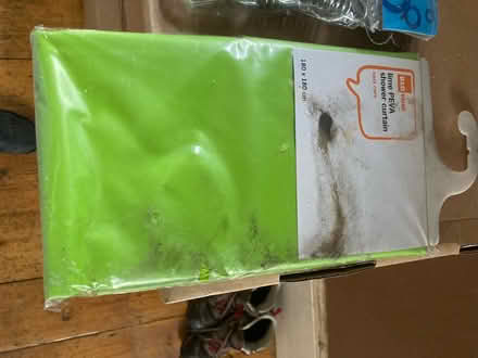 Photo of free Lime green PEVA shower curtain - small damage (Wandsworth Common SW17) #1