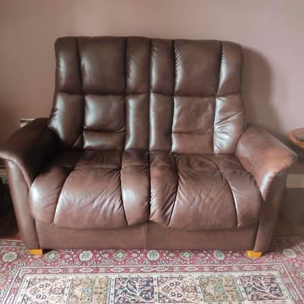 Photo of free leather sofa, chair & stool (B64, Cradley Heath) #3