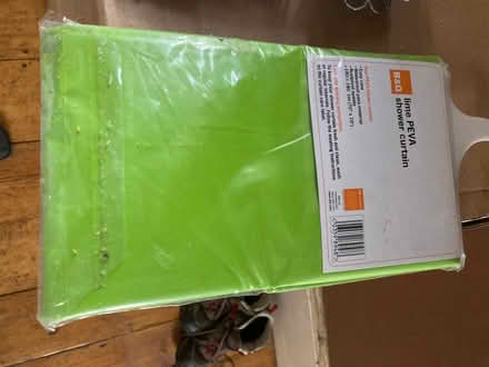 Photo of free Lime green PEVA shower curtain - small damage (Wandsworth Common SW17) #3