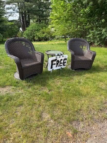 Photo of free 3 piece wicker chairs & small table (Terrace Hall Ave, Burlington) #1